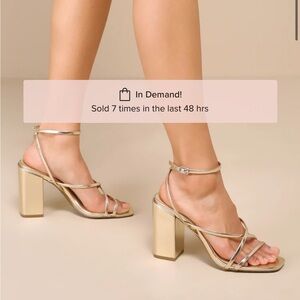 Chunky gold strappy heels from lulus. Size 9. Never worn.